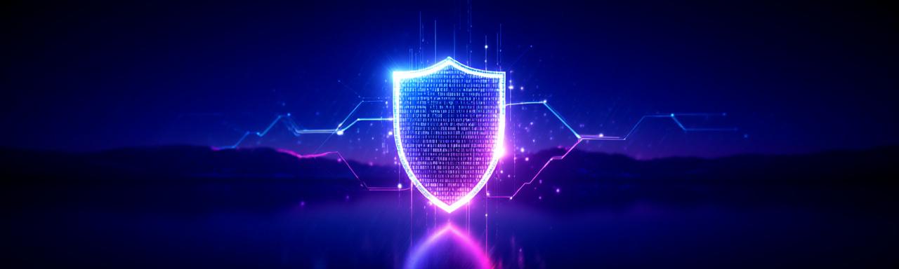 Abstract digital shield representing legal protection